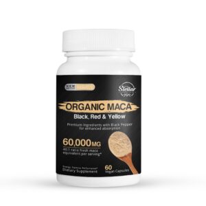 Organic Maca Black, Red and Yellow - 60 Capsules