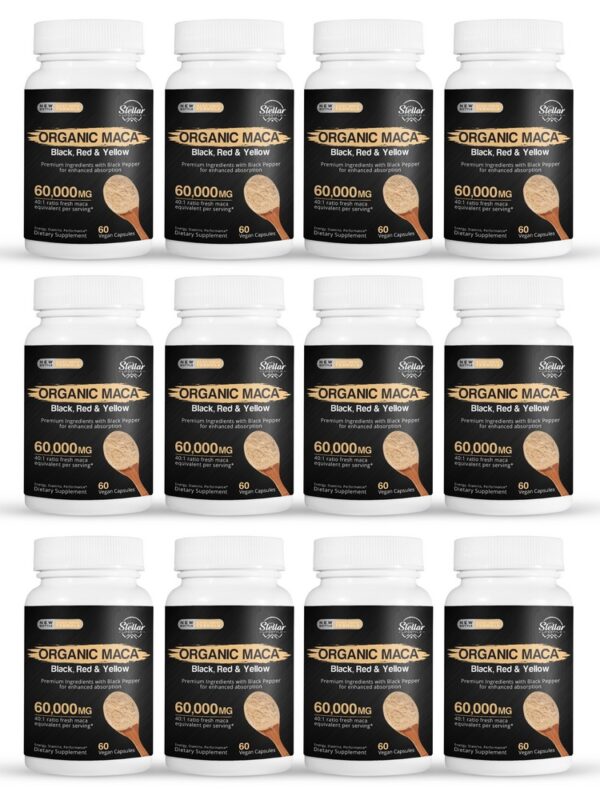 Organic Maca Black, Red and Yellow - 60 Capsules