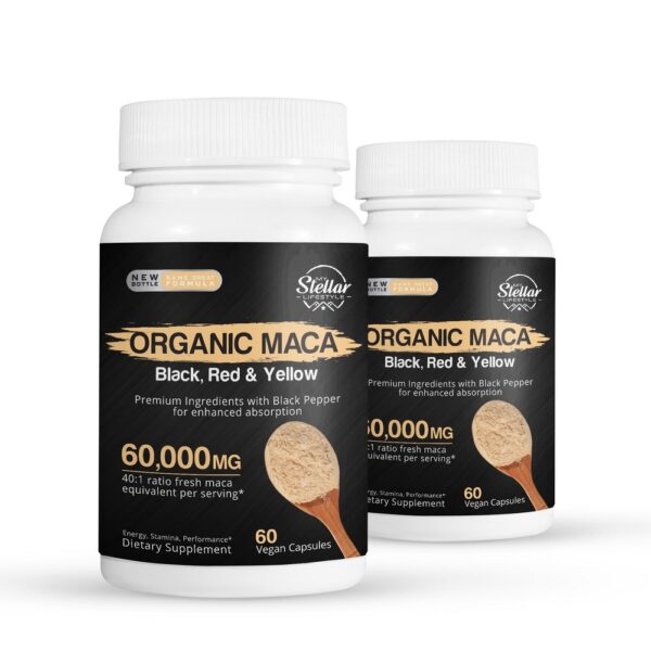 Organic Maca Black, Red and Yellow - 60 Capsules