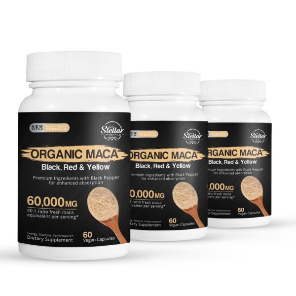 Organic Maca Black, Red and Yellow - 60 Capsules