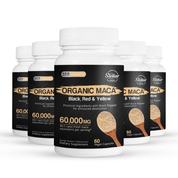 Organic Maca Black, Red and Yellow - 60 Capsules