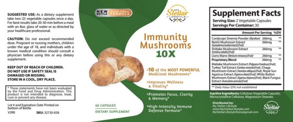 Immunity Mushrooms 10X - 60 Capsules