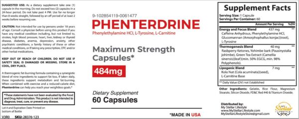 Phenterdrine, thermogenic fat burning formula-60 Capsules